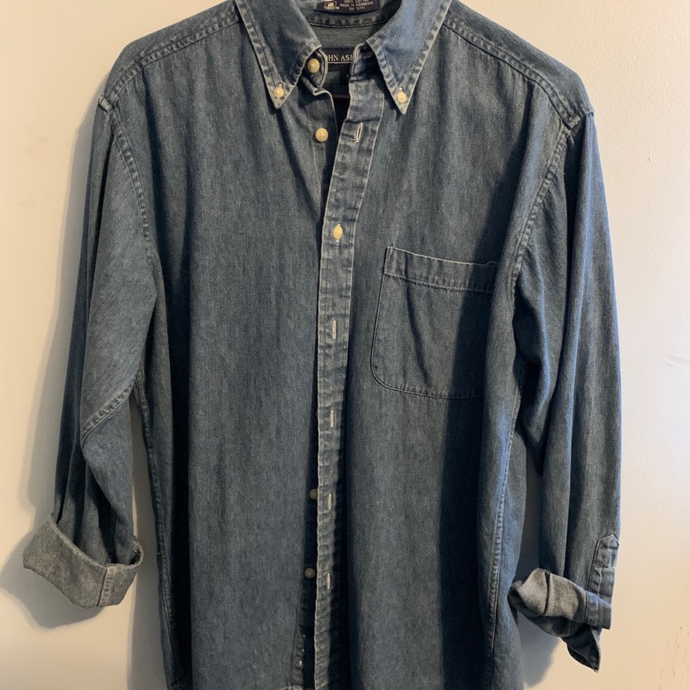 men’s long sleeve denim button up